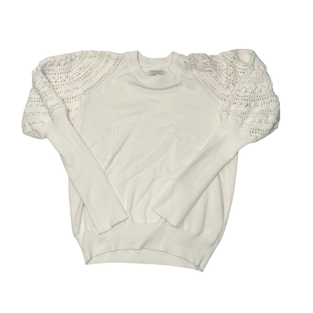 SAYLOR White Crochet Detail Sweater XSmall